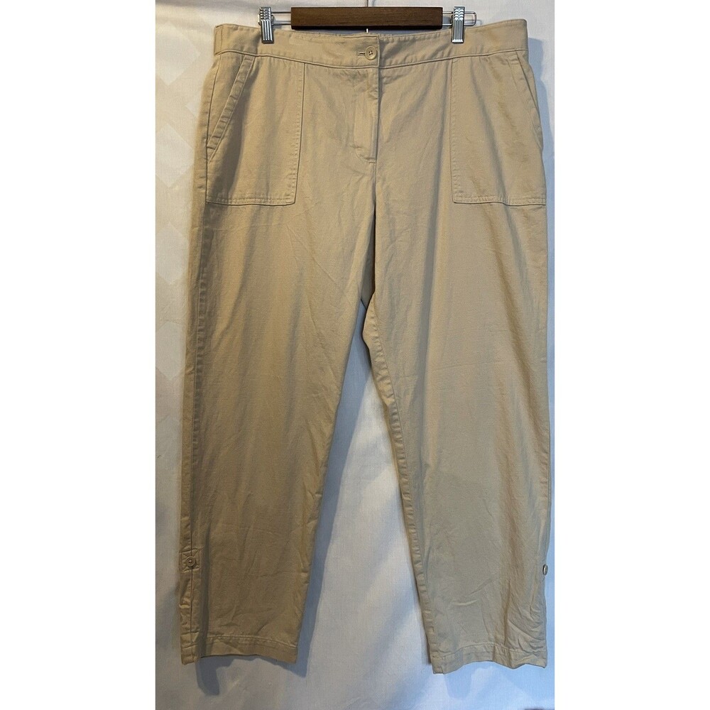 Talbots Cargo Crop Chino Khaki Tan Cotton Linen Pants Womens 16